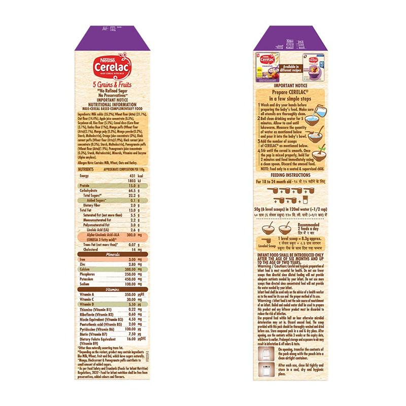 Nestle Cerelac Baby Food Cereal 5 Grains & Fruits For 18 Months - 300 gm - Image 4