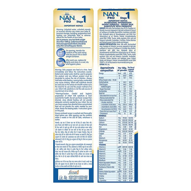Nestle Nan Pro Stage 1 Infant Formula Milk Powder For Babies Upto 6 